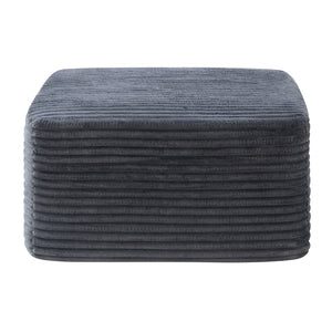 English Elm 37.5" Corduroy Square Ottoman Plush Ribbed Upholstery Footrest Accent for Living Room Gray W5515P513233