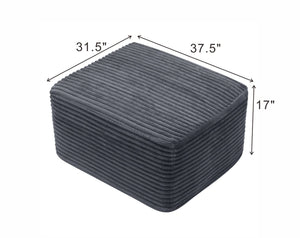 English Elm 37.5" Corduroy Square Ottoman Plush Ribbed Upholstery Footrest Accent for Living Room Gray W5515P513233