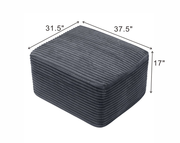 English Elm 37.5" Corduroy Square Ottoman Plush Ribbed Upholstery Footrest Accent for Living Room Gray W5515P513233