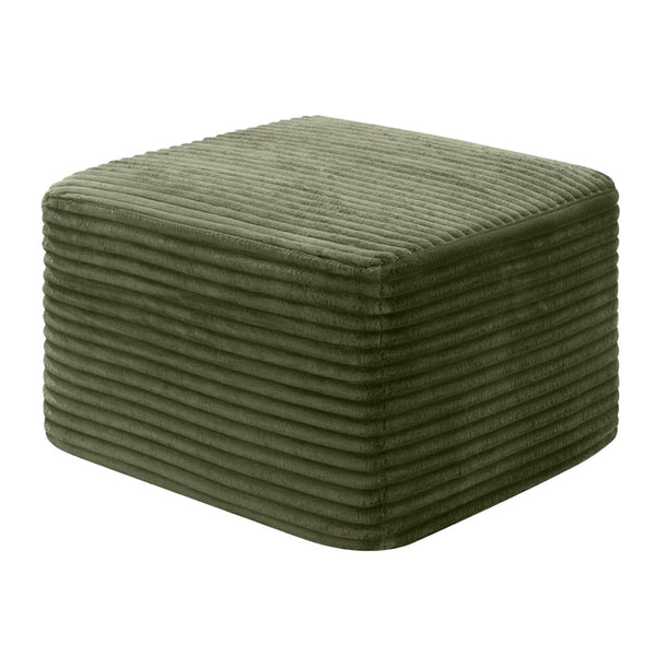 English Elm 37.5" Corduroy Square Ottoman Plush Ribbed Upholstery Footrest Accent for Living Room Green W5515P513234