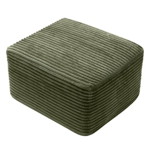 English Elm 37.5" Corduroy Square Ottoman Plush Ribbed Upholstery Footrest Accent for Living Room Green W5515P513234