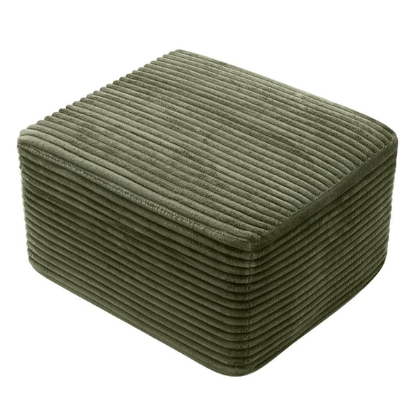English Elm 37.5" Corduroy Square Ottoman Plush Ribbed Upholstery Footrest Accent for Living Room Green W5515P513234