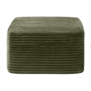 English Elm 37.5" Corduroy Square Ottoman Plush Ribbed Upholstery Footrest Accent for Living Room Green W5515P513234