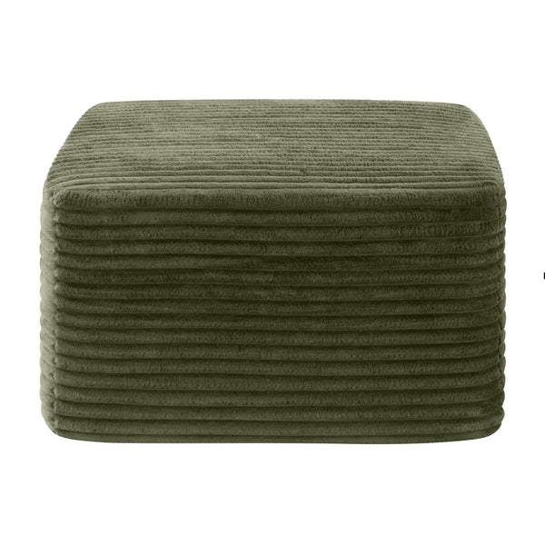 English Elm 37.5" Corduroy Square Ottoman Plush Ribbed Upholstery Footrest Accent for Living Room Green W5515P513234