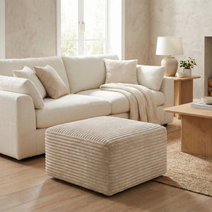English Elm 37.5" Corduroy Square Ottoman Plush Ribbed Upholstery Footrest Accent for Living Room Camel W5515P513235