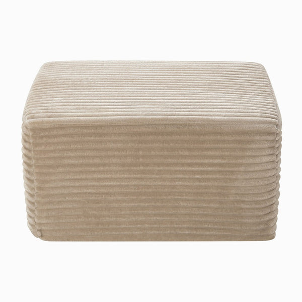 English Elm 37.5" Corduroy Square Ottoman Plush Ribbed Upholstery Footrest Accent for Living Room Camel W5515P513235