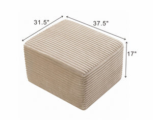 English Elm 37.5" Corduroy Square Ottoman Plush Ribbed Upholstery Footrest Accent for Living Room Camel W5515P513235