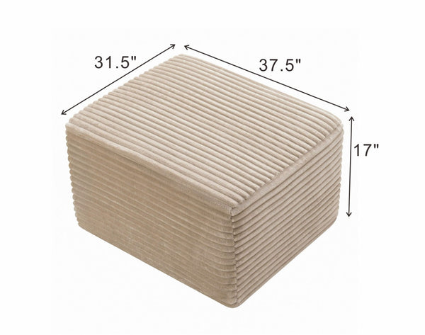 English Elm 37.5" Corduroy Square Ottoman Plush Ribbed Upholstery Footrest Accent for Living Room Camel W5515P513235