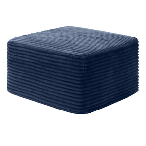 English Elm 37.5" Corduroy Square Ottoman Plush Ribbed Upholstery Footrest Accent for Living Room Blue W5515P513236