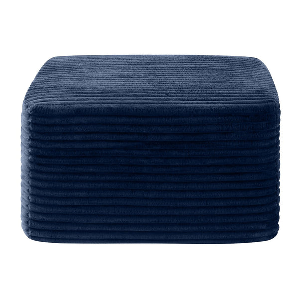 English Elm 37.5" Corduroy Square Ottoman Plush Ribbed Upholstery Footrest Accent for Living Room Blue W5515P513236
