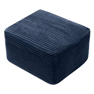 English Elm 37.5" Corduroy Square Ottoman Plush Ribbed Upholstery Footrest Accent for Living Room Blue W5515P513236