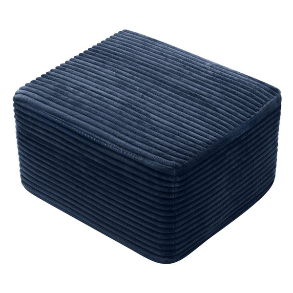 English Elm 37.5" Corduroy Square Ottoman Plush Ribbed Upholstery Footrest Accent for Living Room Blue W5515P513236