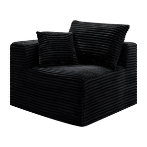 English Elm Black Corduroy Legless Floor Chair Plush Modular Seating for Dorm and Media Room W5515P513263