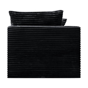 English Elm Black Corduroy Legless Floor Chair Plush Modular Seating for Dorm and Media Room W5515P513263