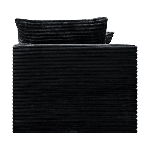 English Elm Black Corduroy Legless Floor Chair Plush Modular Seating for Dorm and Media Room W5515P513263