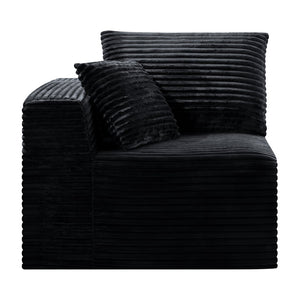English Elm Black Corduroy Legless Floor Chair Plush Modular Seating for Dorm and Media Room W5515P513263