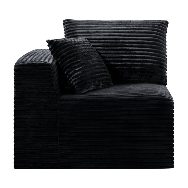 English Elm Black Corduroy Legless Floor Chair Plush Modular Seating for Dorm and Media Room W5515P513263