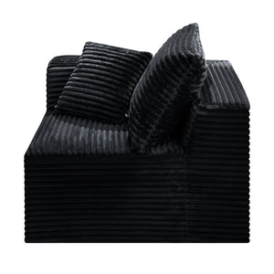 English Elm Black Corduroy Legless Floor Chair Plush Modular Seating for Dorm and Media Room W5515P513263