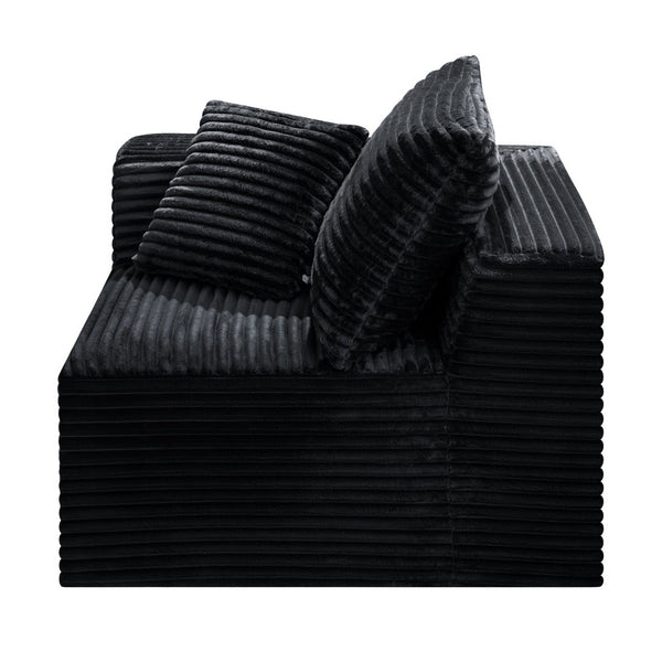 English Elm Black Corduroy Legless Floor Chair Plush Modular Seating for Dorm and Media Room W5515P513263