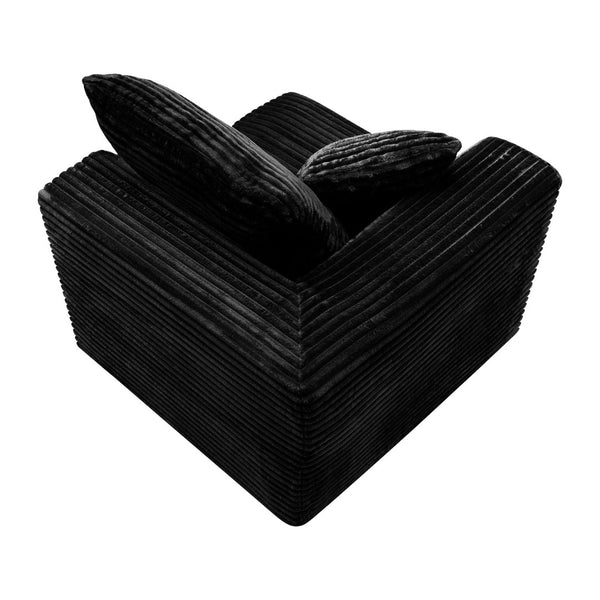 English Elm Black Corduroy Legless Floor Chair Plush Modular Seating for Dorm and Media Room W5515P513263