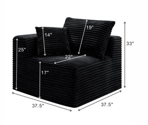 English Elm Black Corduroy Legless Floor Chair Plush Modular Seating for Dorm and Media Room W5515P513263