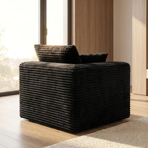 English Elm Black Corduroy Legless Floor Chair Plush Modular Seating for Dorm and Media Room W5515P513263