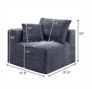 English Elm Gray Corduroy Legless Modular Floor Sofa Lounge Chair for Dorm or Home Theater W5515P513267