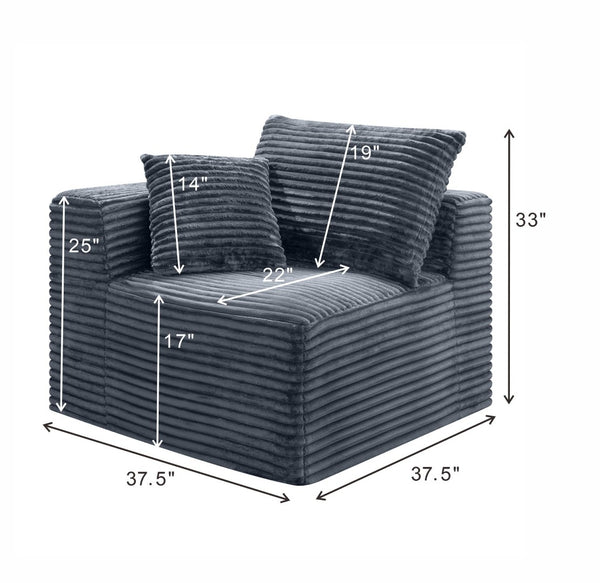 English Elm Gray Corduroy Legless Modular Floor Sofa Lounge Chair for Dorm or Home Theater W5515P513267