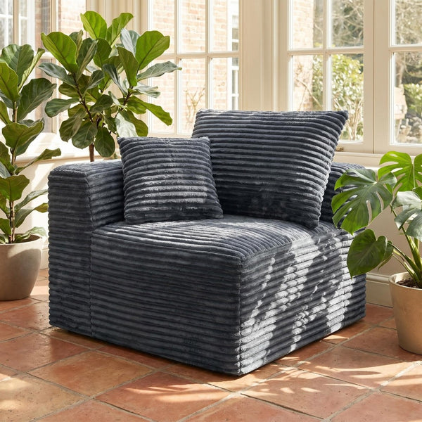 English Elm Gray Corduroy Legless Modular Floor Sofa Lounge Chair for Dorm or Home Theater W5515P513267