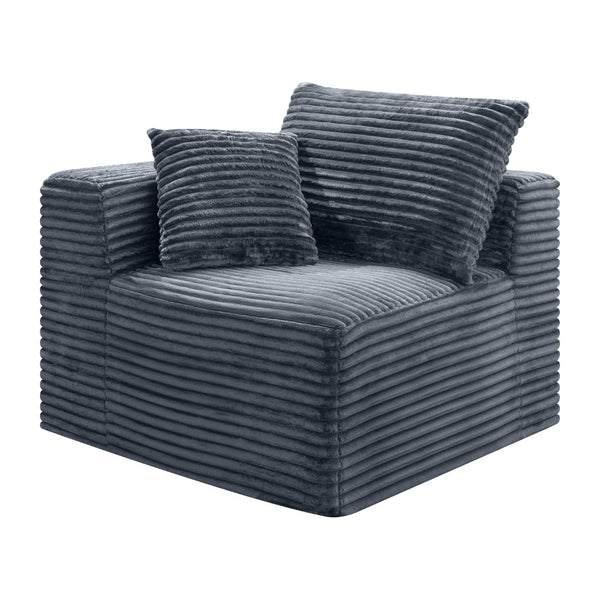 English Elm Gray Corduroy Legless Modular Floor Sofa Lounge Chair for Dorm or Home Theater W5515P513267