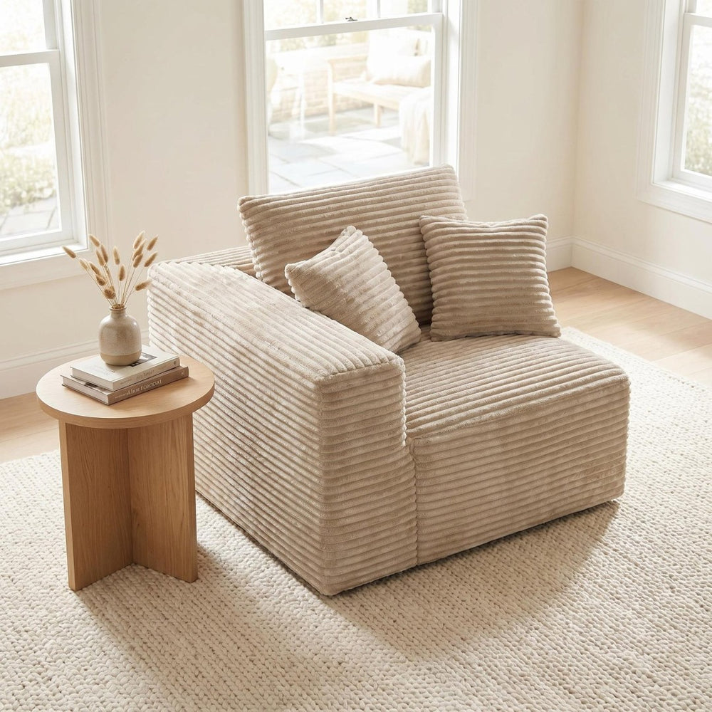 English Elm Camel Corduroy Legless Modular Floor Chair Plush Low Profile Accent for Living Spaces W5515P513271
