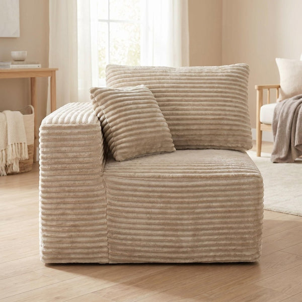 English Elm Camel Corduroy Legless Modular Floor Chair Plush Low Profile Accent for Living Spaces W5515P513271