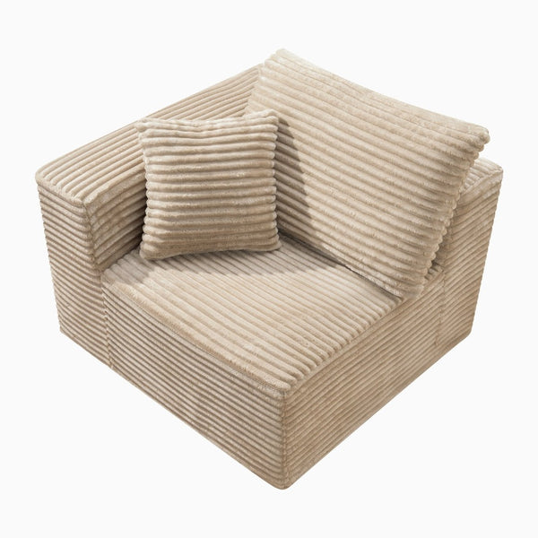 English Elm Camel Corduroy Legless Modular Floor Chair Plush Low Profile Accent for Living Spaces W5515P513271