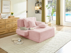 English Elm Convertible Plush Chaise Sleeper Sofa with Adjustable Backrest and Built-In Storage Pocket Pink W5515P515318