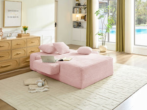 English Elm Convertible Plush Chaise Sleeper Sofa with Adjustable Backrest and Built-In Storage Pocket Pink W5515P515318