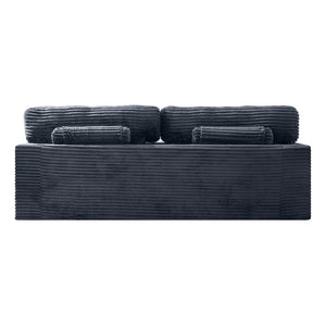 English Elm 91.7" Floor Sofa Plush Corduroy Low Profile Living Room Couch with Cup Holders Gray W5515P520848
