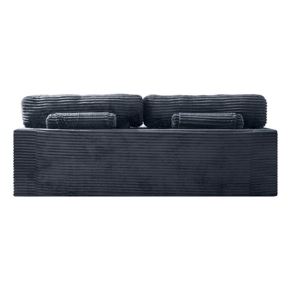 English Elm 91.7" Floor Sofa Plush Corduroy Low Profile Living Room Couch with Cup Holders Gray W5515P520848