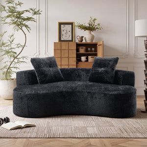 English Elm 80 Inch Boucle Floor Sofa Three Seat Frameless Low Profile Living Room Lounge W5515P566349