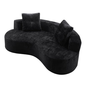English Elm 80 Inch Boucle Floor Sofa Three Seat Frameless Low Profile Living Room Lounge W5515P566349
