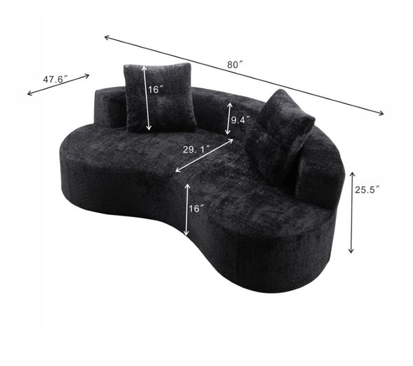 English Elm 80 Inch Boucle Floor Sofa Three Seat Frameless Low Profile Living Room Lounge W5515P566349
