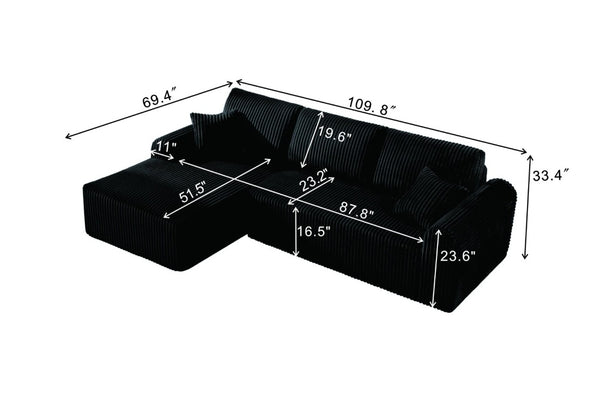 English Elm 109Cloud Modular L-Shape Sectional Deep Seat Memory Foam Sofa for Living Room W5515S00004