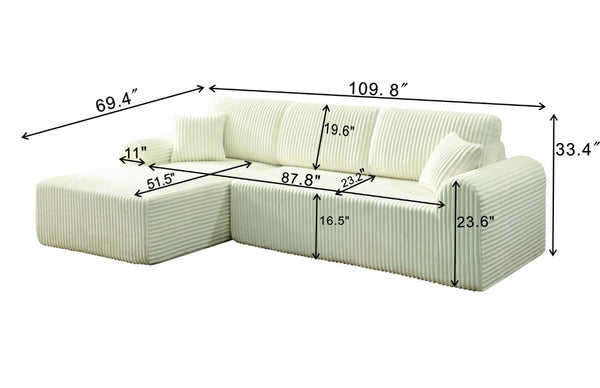 English Elm 109Cloud Modular L-Shape Sectional Deep Sink-In Memory Foam Living Room Couch W5515S00005