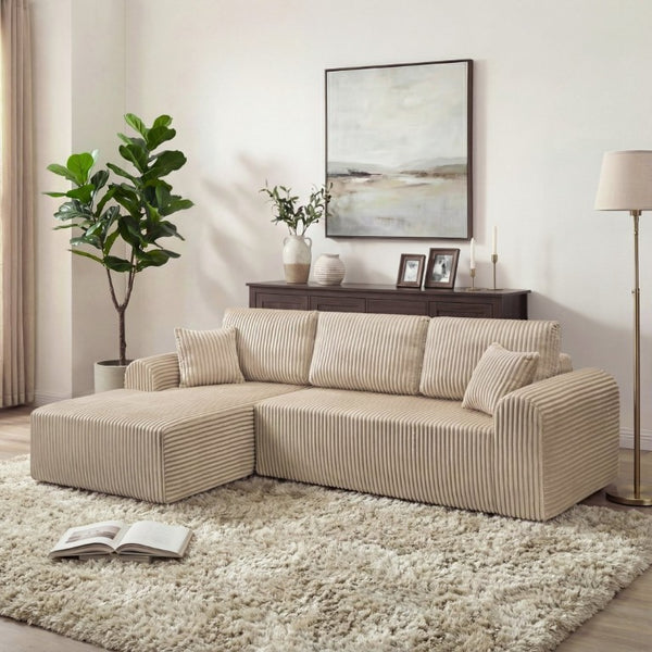 English Elm 109Cloud Modular L-Shape Sectional with Memory Foam Deep Seat Lounge Sofa W5515S00007