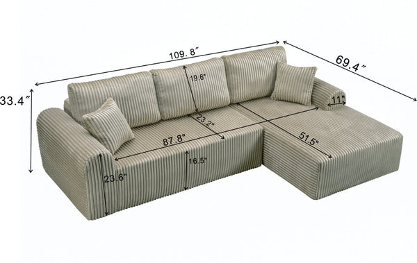 English Elm 109Cloud Modular Sectional Two Chaise Cloud Sofa Washable Cover Modern Lounge W5515S00011