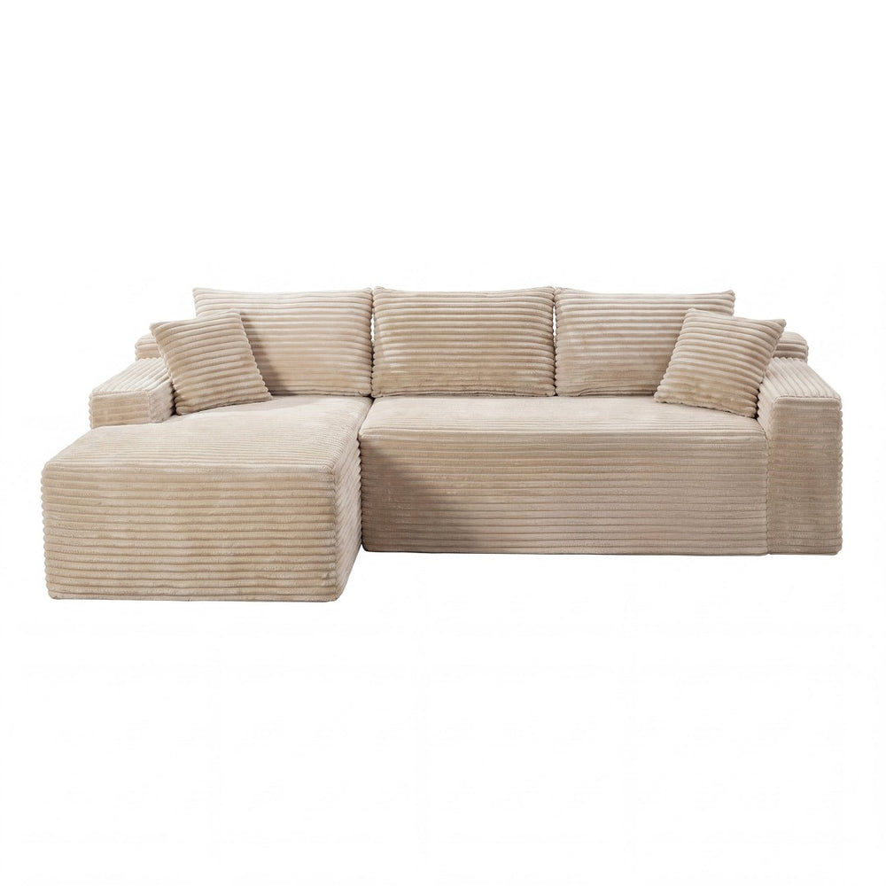 English Elm 106.3 Inch Corduroy L-Shaped Sectional with Reversible Chaise for Living Room Camel - A W5515S00043