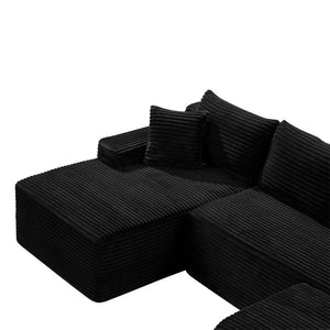 English Elm 94.5 Inch Corduroy U-Shaped Modular Sectional Deep Seat Sofa for Living Spaces W5515S00045
