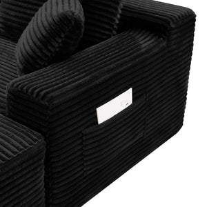English Elm 94.5 Inch Corduroy U-Shaped Modular Sectional Deep Seat Sofa for Living Spaces W5515S00045