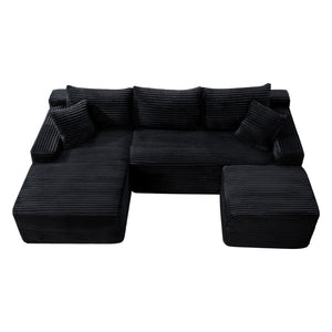 English Elm 94.5 Inch Corduroy U-Shaped Modular Sectional Deep Seat Sofa for Living Spaces W5515S00045