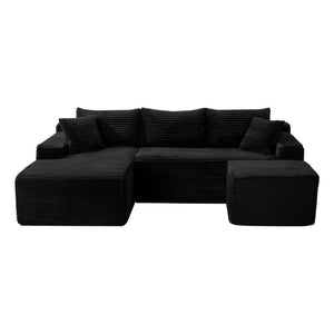 English Elm 94.5 Inch Corduroy U-Shaped Modular Sectional Deep Seat Sofa for Living Spaces W5515S00045