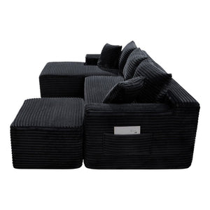 English Elm 94.5 Inch Corduroy U-Shaped Modular Sectional Deep Seat Sofa for Living Spaces W5515S00045